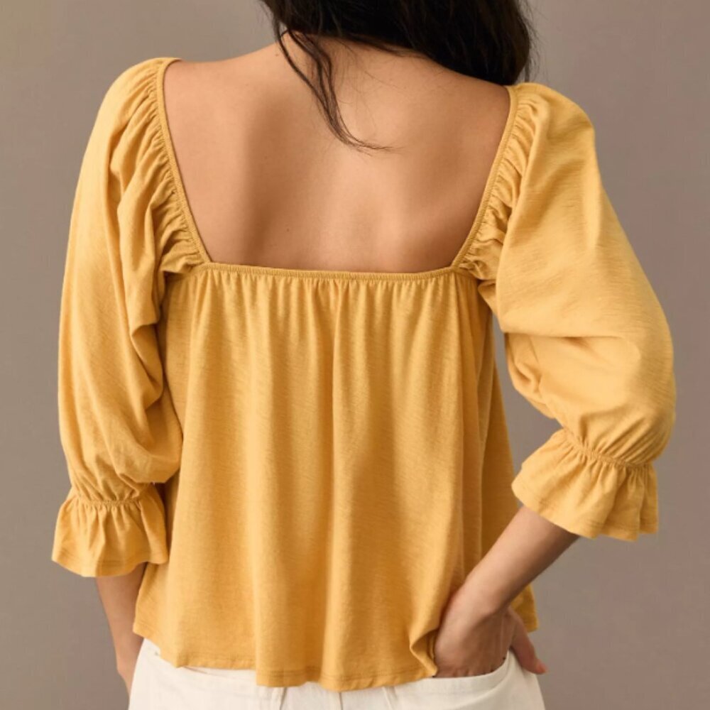 Anthropologie Nation LTD Luca Peasant‎ Top Pima Cotton Cottagecore Square Neck - Picture 4 of 14